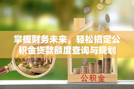 南康掌握财务未来，轻松搞定公积金贷款额度查询与规划